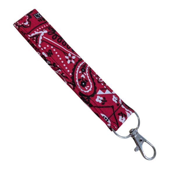 Bandana Paisley Keychain Wristlet Fabric Cotton Key Fob Handkerchief‎ Paisley - Picture 1 of 6